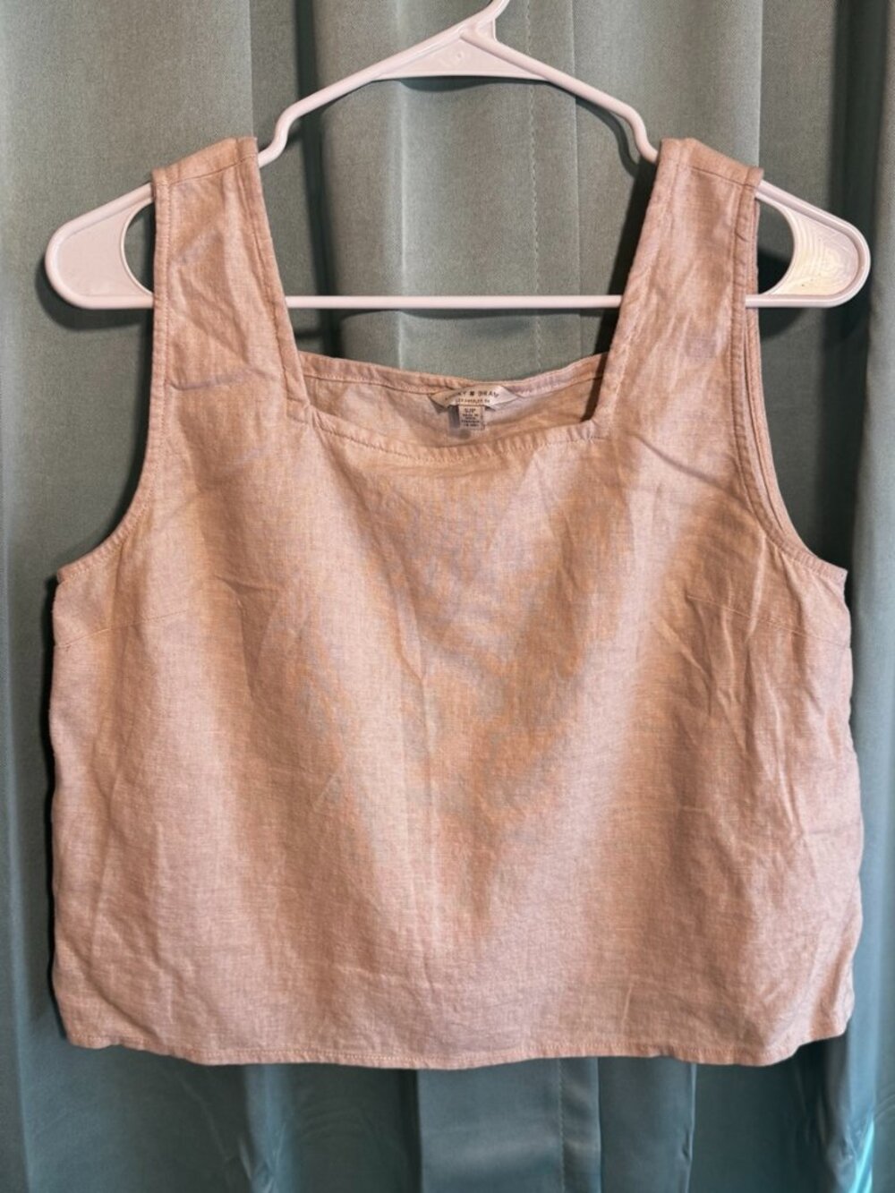 Lucky Brand Linen Set Small Blush Pink Crop Tank & Drawstring Shorts